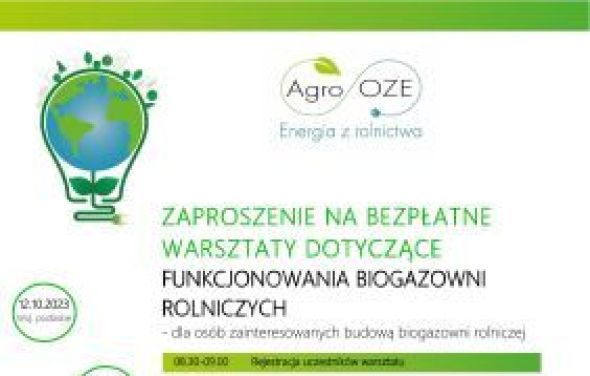 Bezpłatne warsztaty dotyczące funkcjonowania biogazowni rolniczych