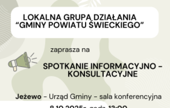 Lokalna Grupa Działania "Gminy Powiatu Świeckiego" zaprasza na spotkanie