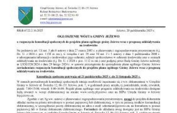 Konsultacje społeczne do projektu planu ogólnego Gminy Jeżewo
