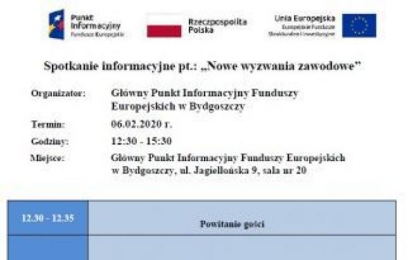 Spotkanie informacyjne "Nowe Wyzwania Zawodowe" 6.02.2020 r.