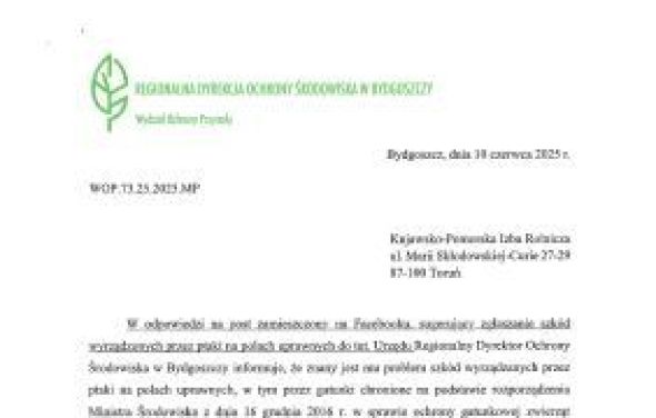Obwieszczenie Regionalnego Dyrektora Ochrony Środowiska w Bydgoszczy