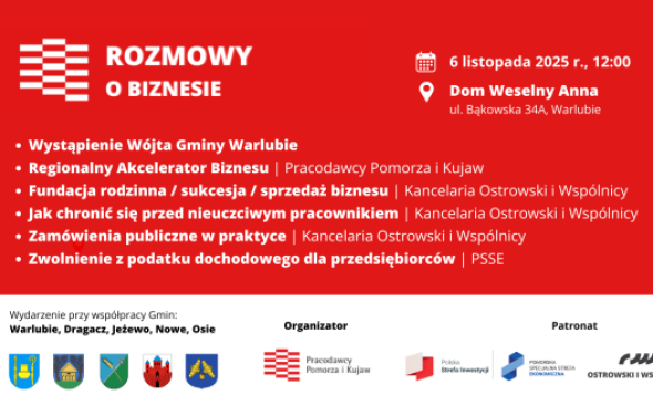 Zapraszamy na bezpłatne wydarzenie w Gminie Warlubie