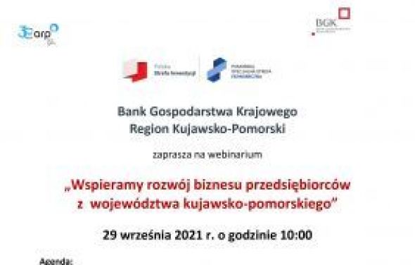 Zaproszenie na webinarium  „Wspieramy rozwój biznesu przedsiębiorców z  województwa kujawsko-pomorskiego”