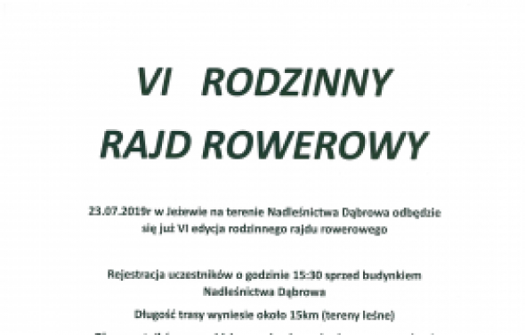 VI Rodzinny Rajd Rowerowy 23.07.2019