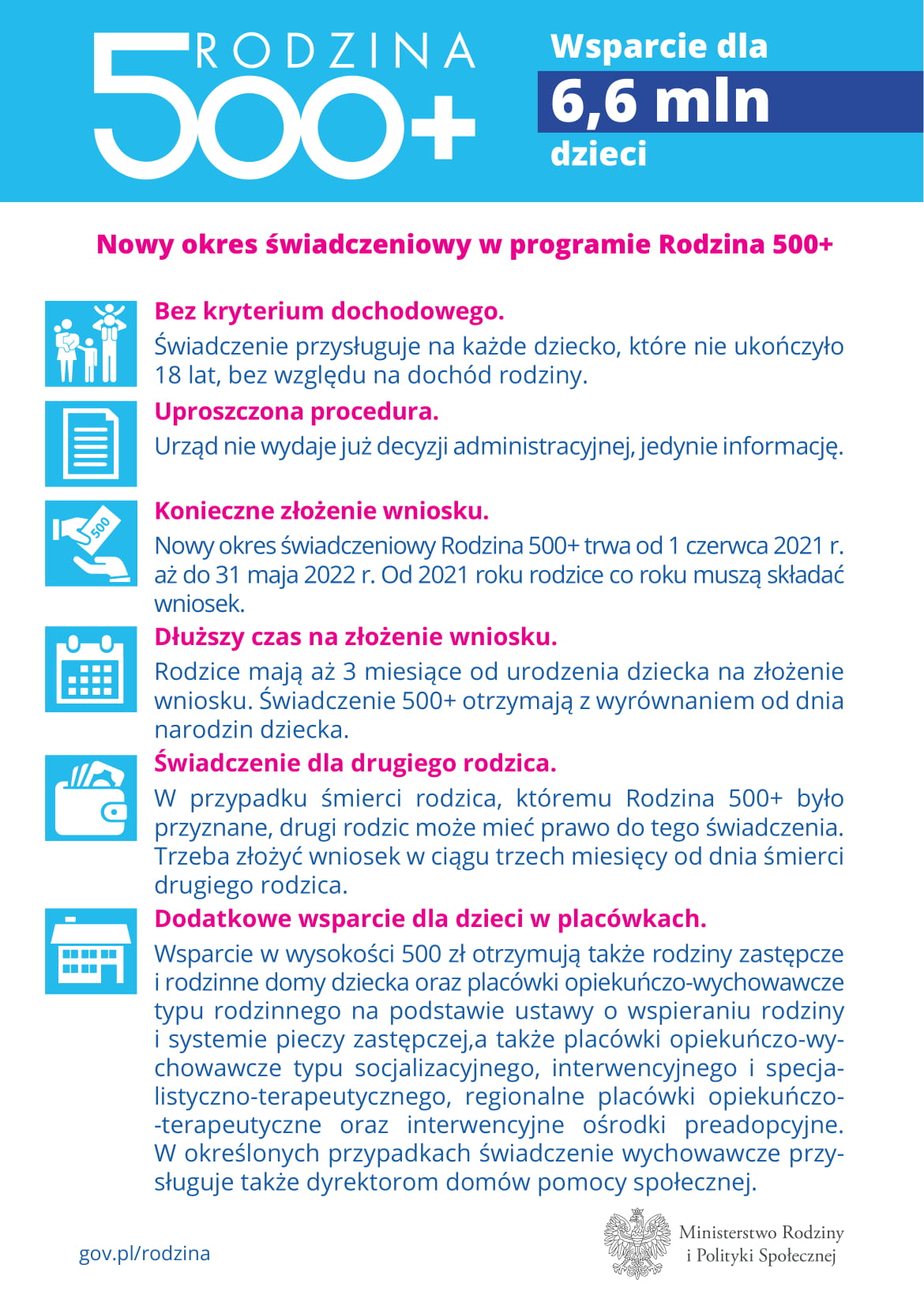 Informacja o świadczeniach 500+