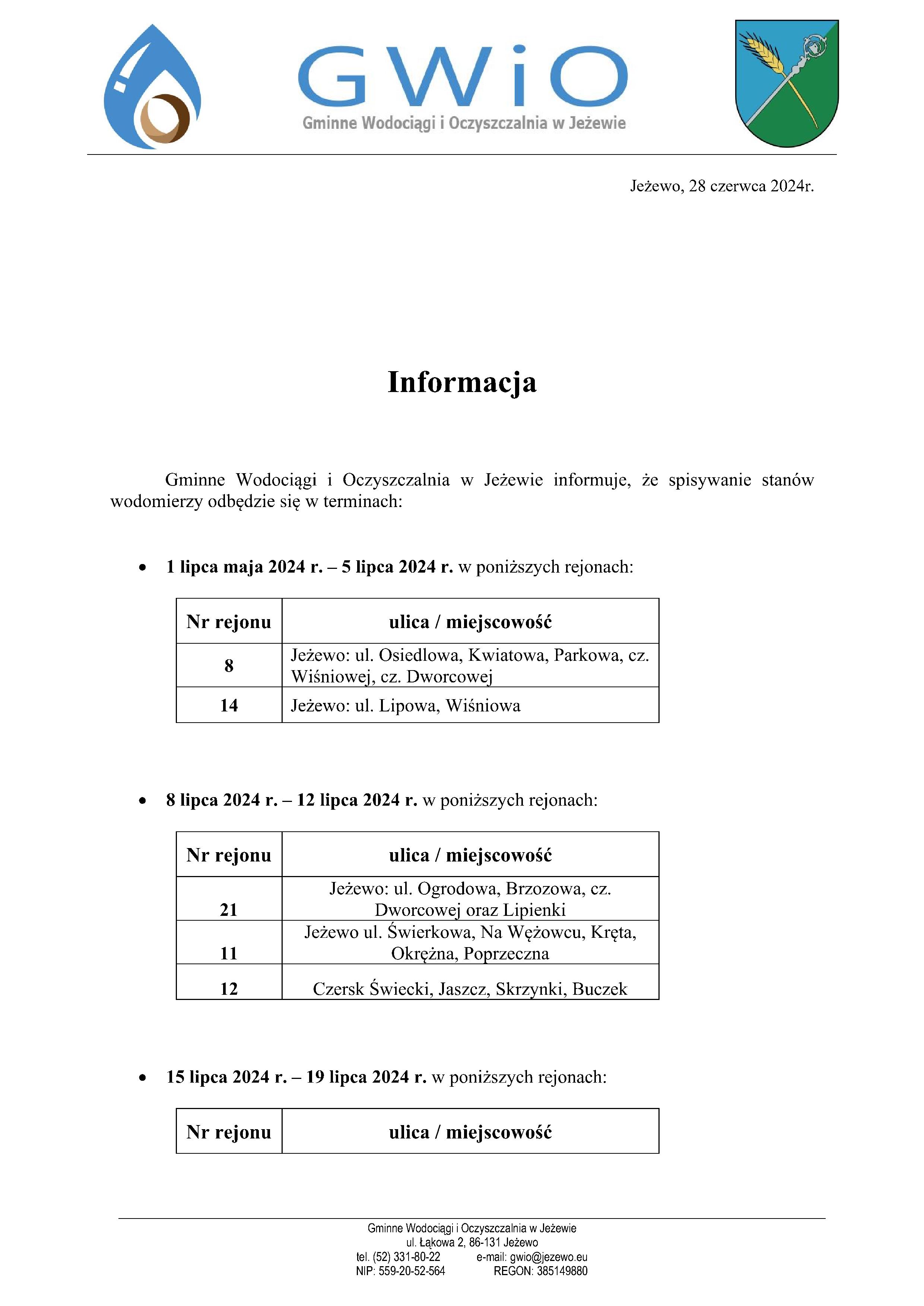 Terminy spisywania wodomierzy 2024.07