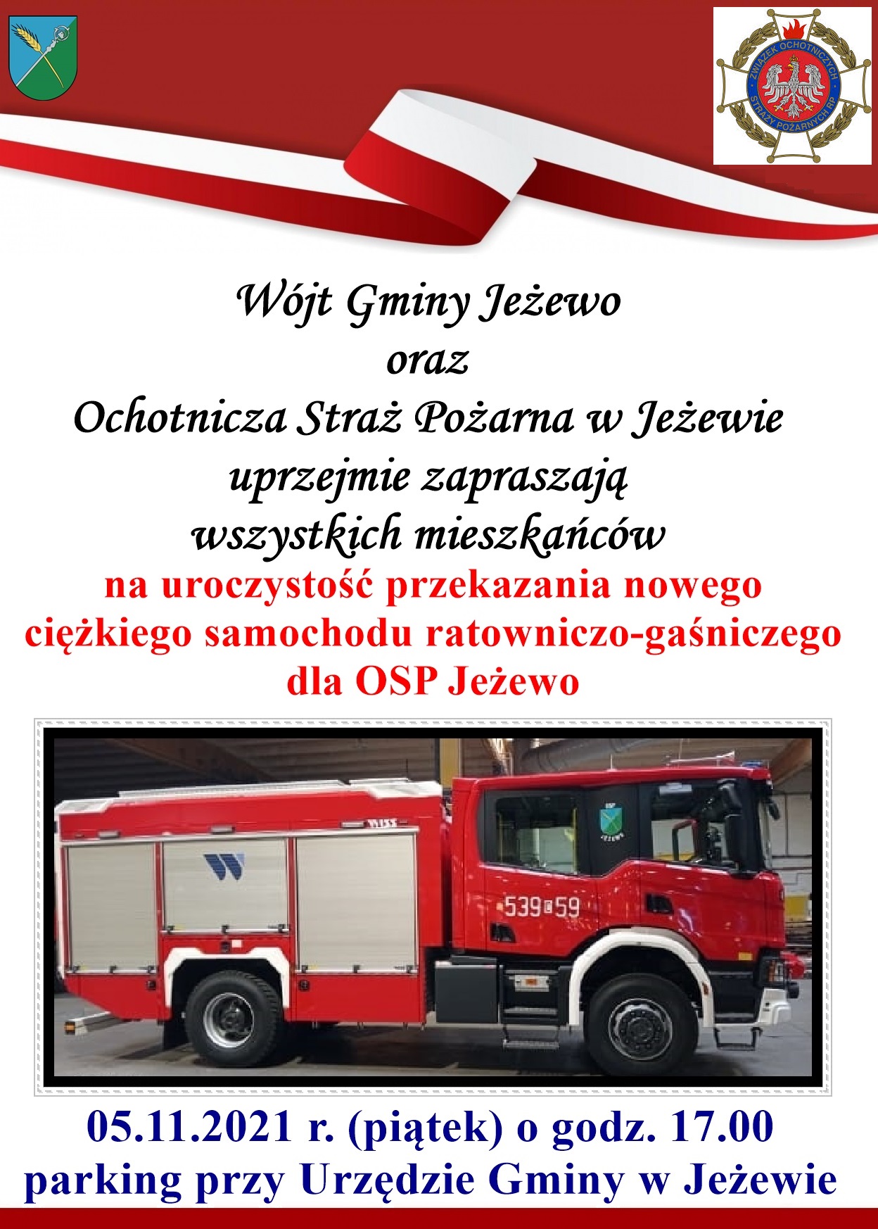 Przekazanie ciężkiego samochodu ratowniczo-gaśniczego 5.11.2021 r.